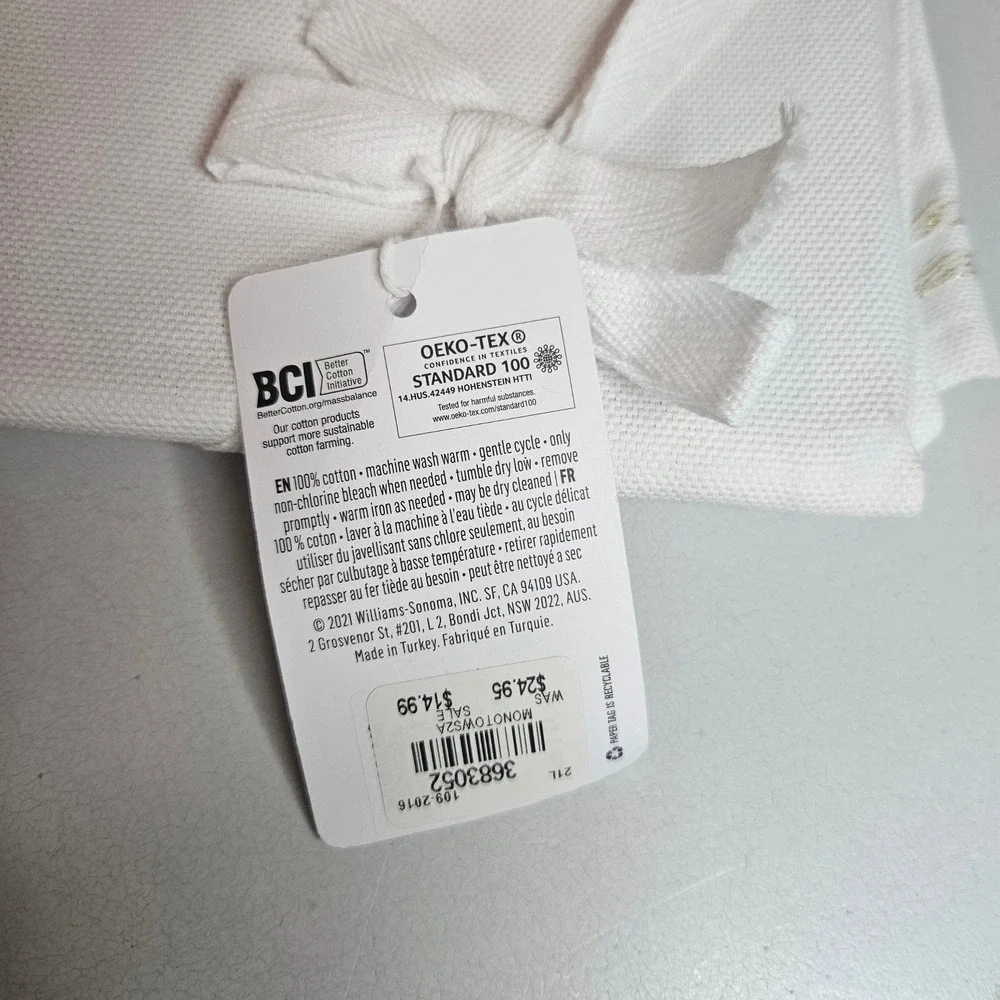 Williams Sonoma Monogram Letter A Kitchen Towels Set of 2 White Gold Cotton NWT